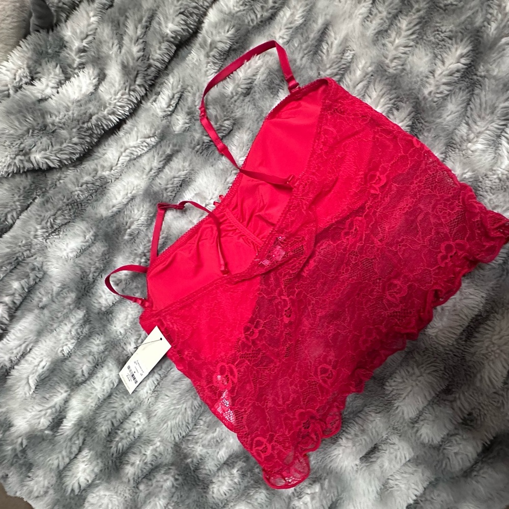 Francesca's Collections red Lace Chemise Camisole